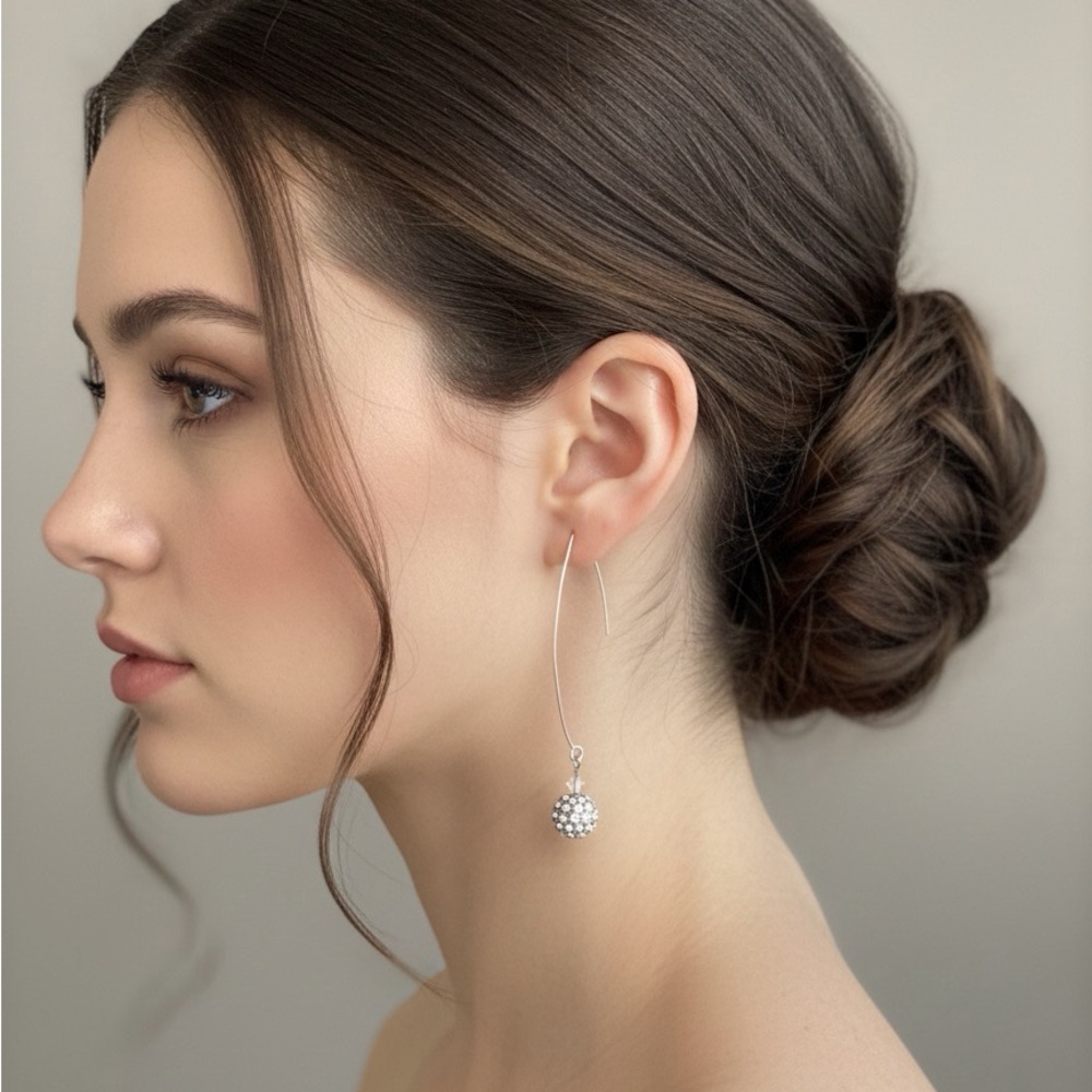 Elegant Silver Drop Crystal Earrings